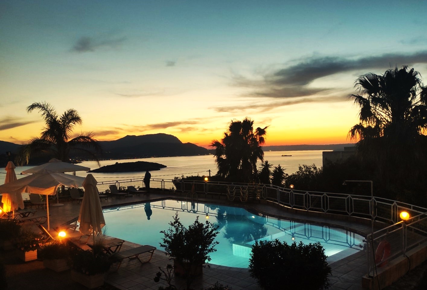 Night pool view